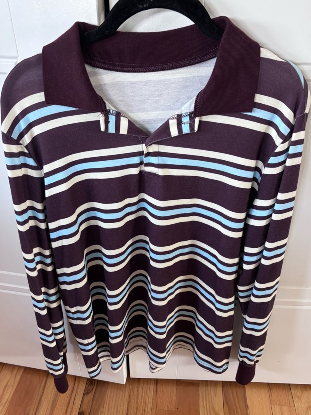 Striped Long Sleeve Top in Brown and Light Blue